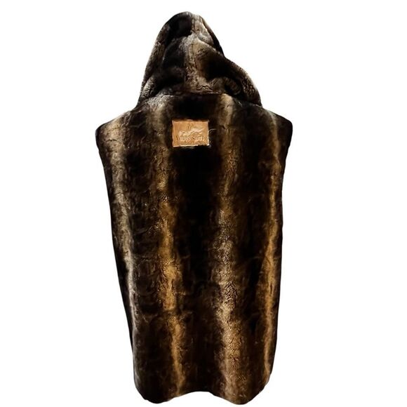 Maksar Faux Fur hooded sleeveless vest ladies medium plush teddy layering piece - Picture 6 of 12